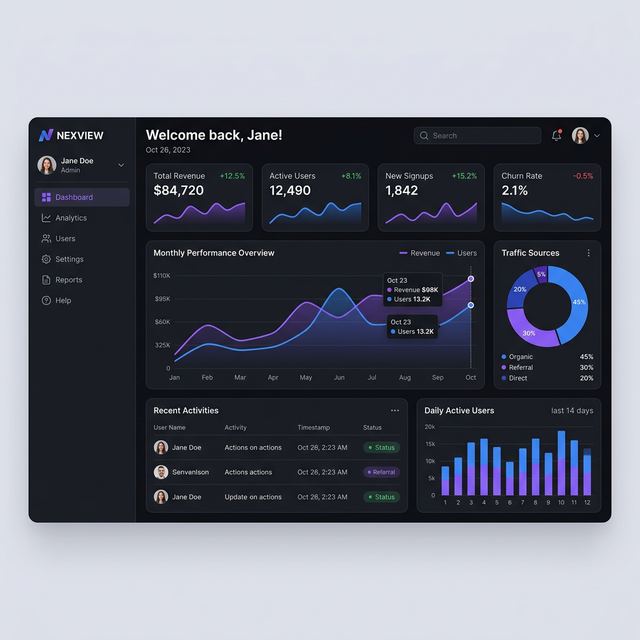 Dashboard rozhraní